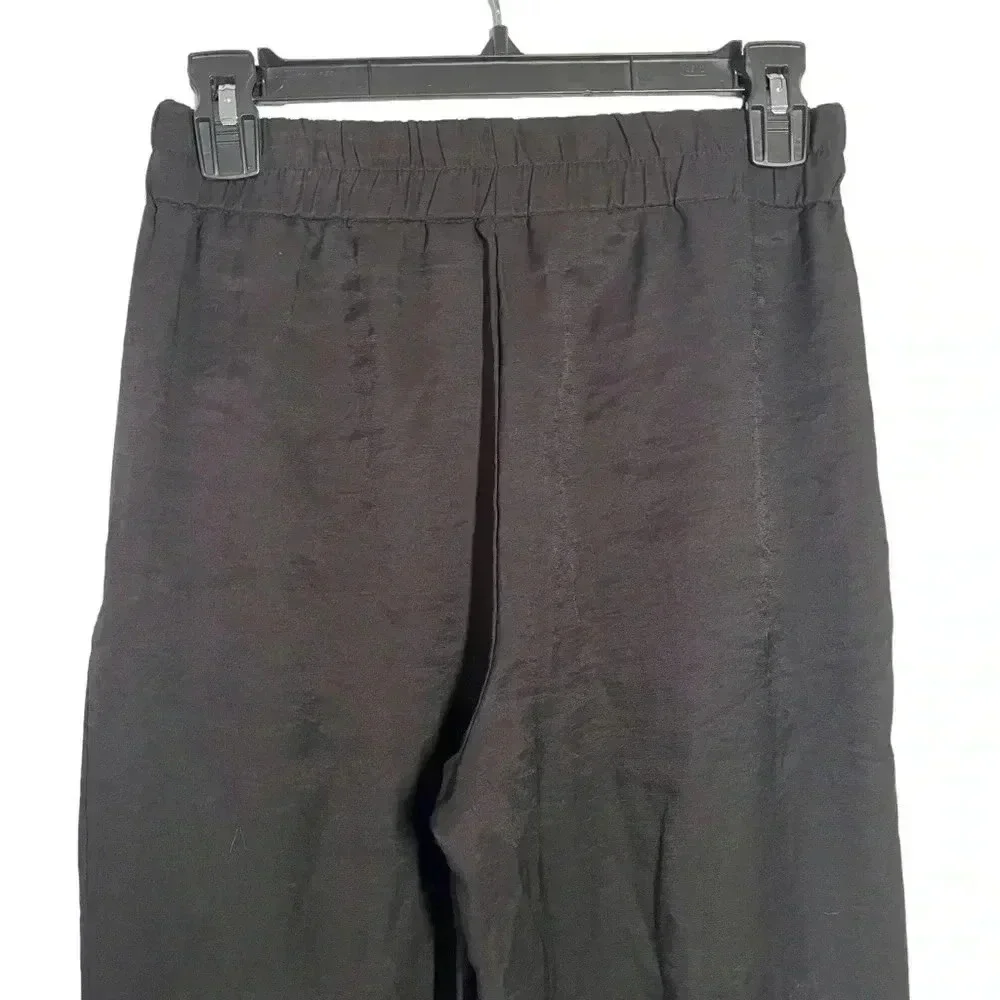 Zara Cuffed Black‎ Cropped Tailored Pants Viscose Blend High Rise Women Size S